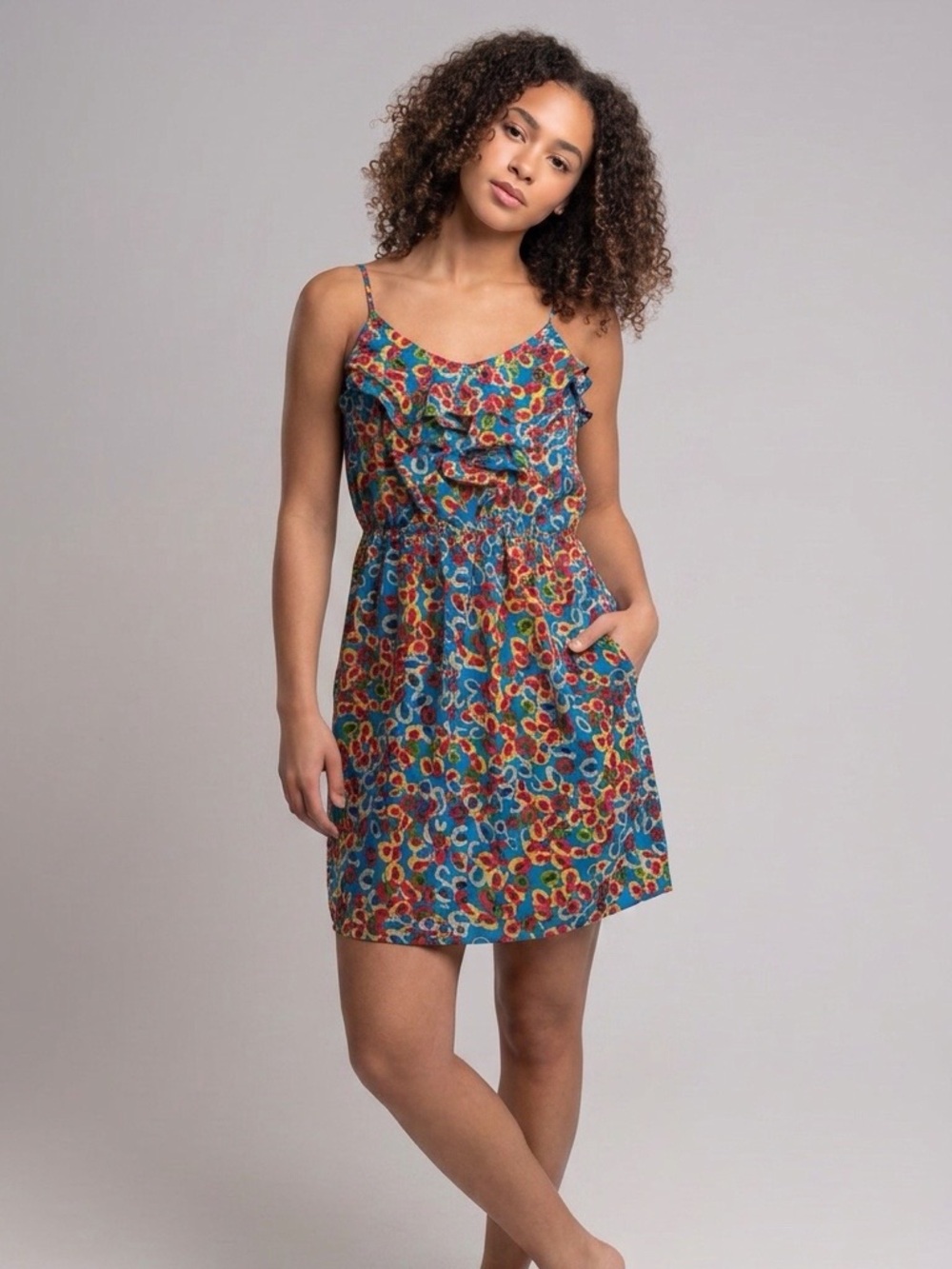 Red Camel Teal Multicolor Floral Sundress